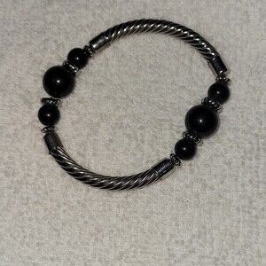 Black and Metal Stretchy Bracelet